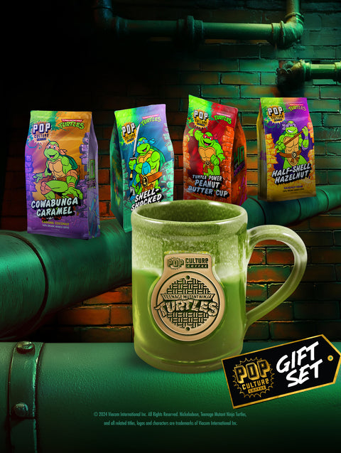 *PREORDER* 5 PACK TMNT Shelltastic Gift Set w/ TMNT Manhole Cover Hand Thrown Mug